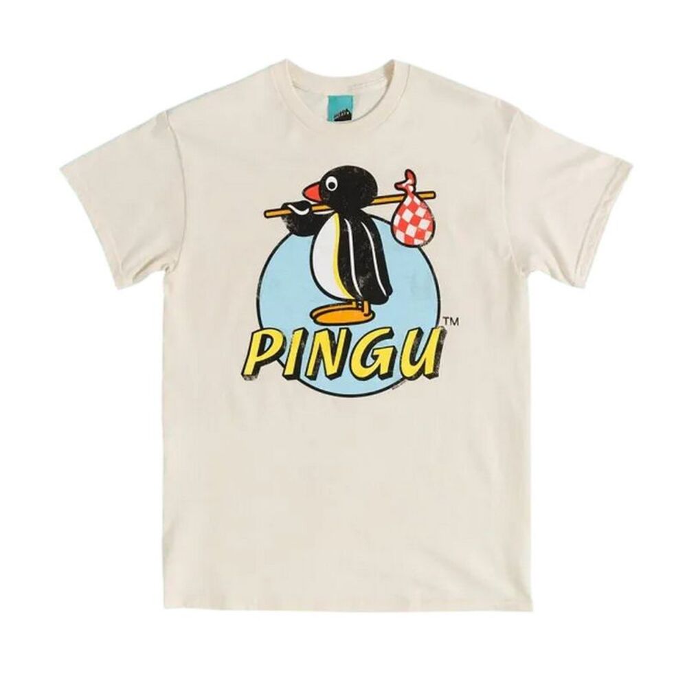 Pingu Unisex Adult Classic Logo T-Shirt / Natural